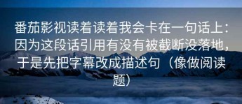 番茄影视读着读着我会卡在一句话上：因为这段话引用有没有被截断没落地，于是先把字幕改成描述句（像做阅读题）